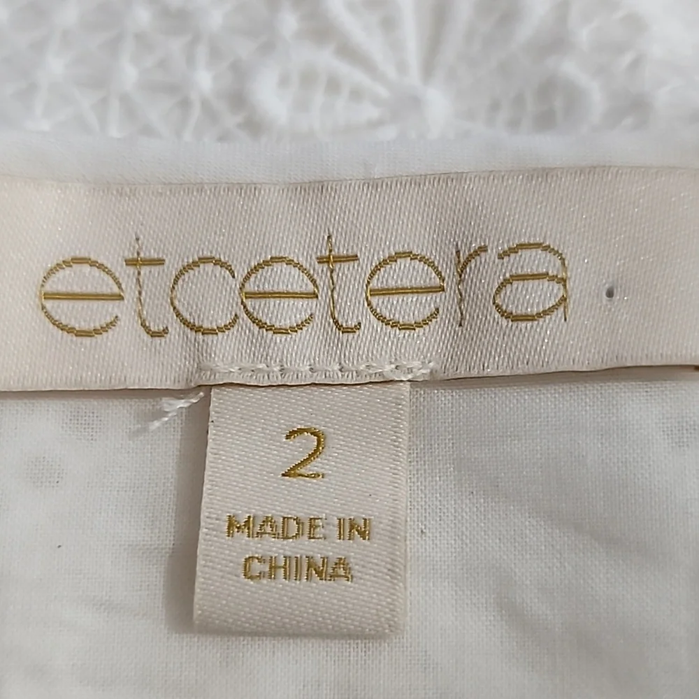 Etcetera Spring 2022 White Lace Dress 3/4 Sleeve‎ Pockets Size 2